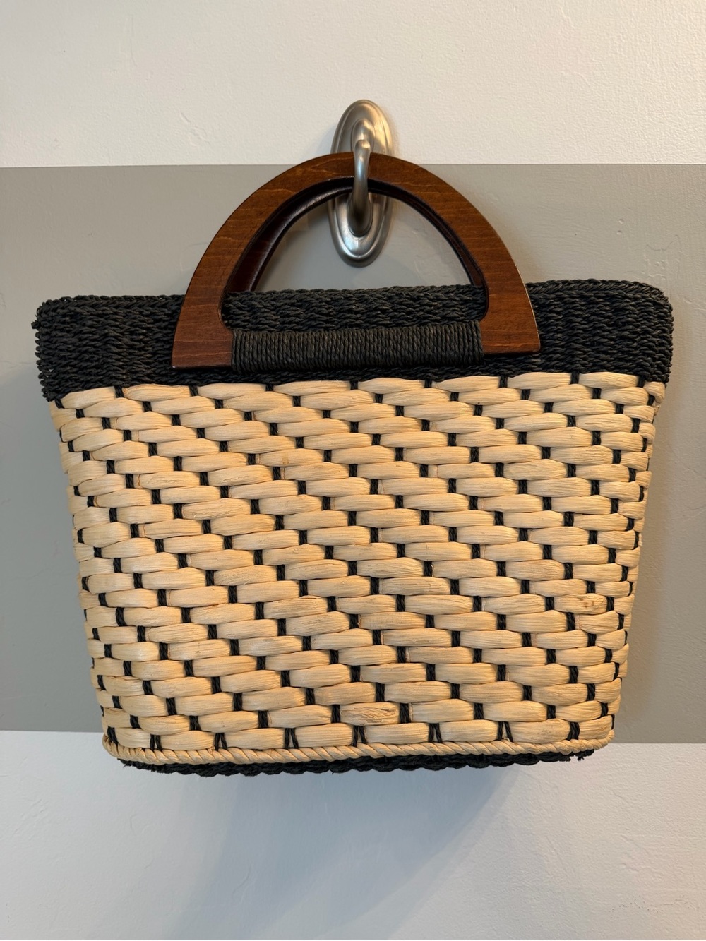 St. John’s bay straw bag with wooden handles